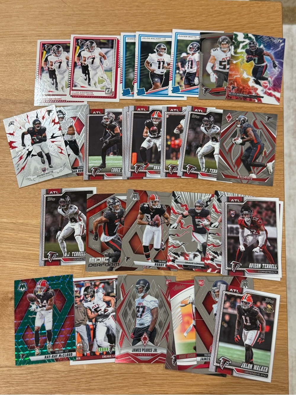 Lot of Atlanta Falcons Football Cards - Team Lot - Bijan Robinson and Many More